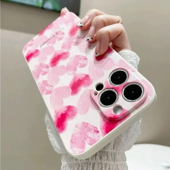 ⚠️Clearance iPhone 14/Pro/Pro Max Pink Hearts Pattern Phone Case - Picture 2 of 4